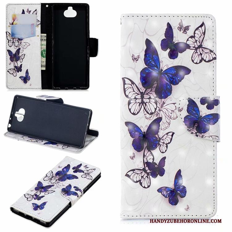 Sony Xperia 10 Purper Anti-fall Hoes Leren Etui Folio Hoesje Telefoon Bescherming