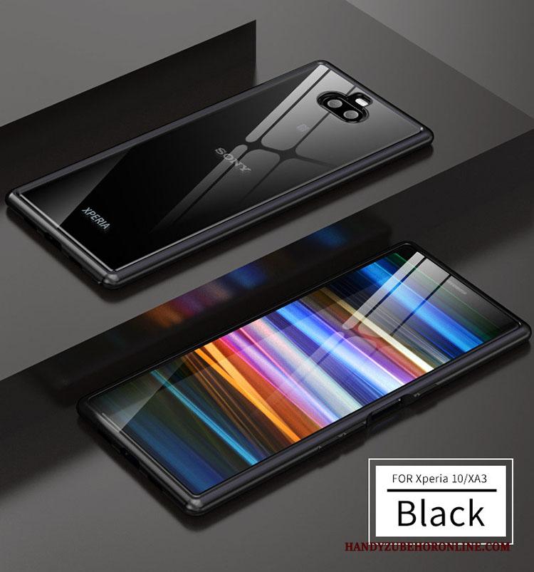 Sony Xperia 10 Zijde Blauw Twee Kleuren Metaal Omlijsting Hoesje Telefoon Glas