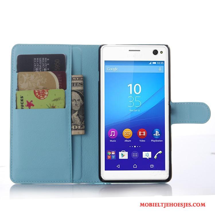 Sony Xperia C4 Portemonnee Lichtblauw Hoesje Leren Etui Mobiele Telefoon Telefoon Bescherming