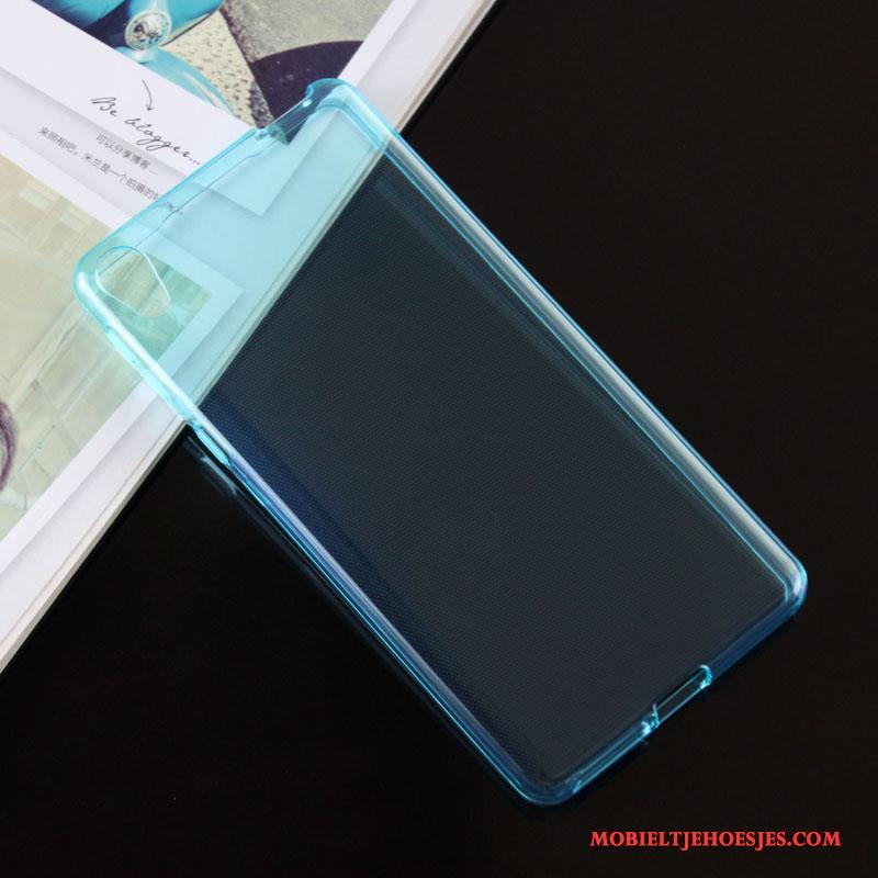 Sony Xperia E5 Antislip Zacht Bescherming Hoes Blauw Doorzichtig Hoesje Telefoon