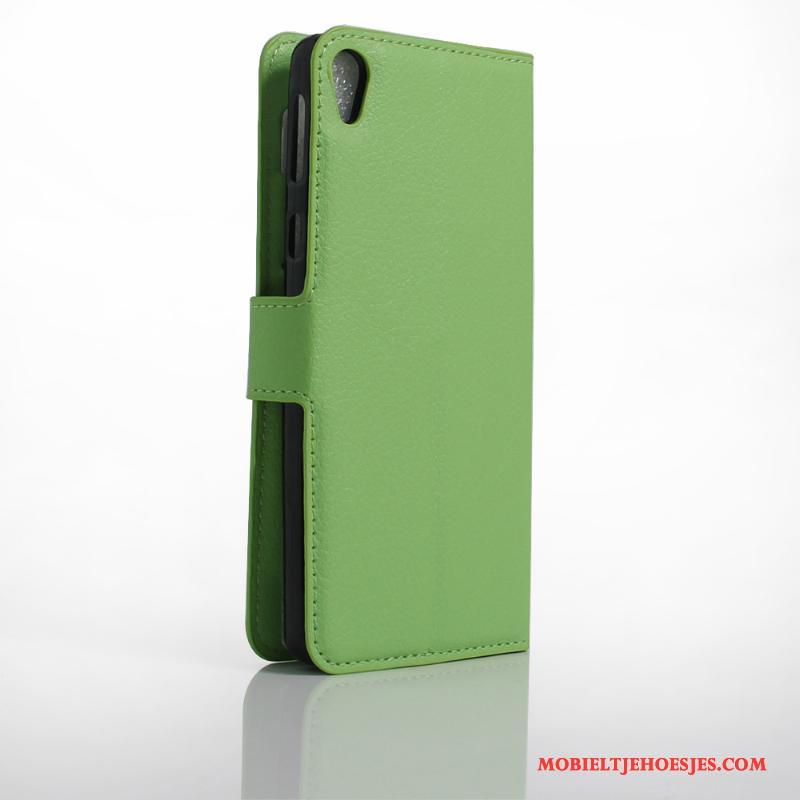 Sony Xperia E5 Hoes Portemonnee Folio Groen Bescherming Leren Etui Hoesje