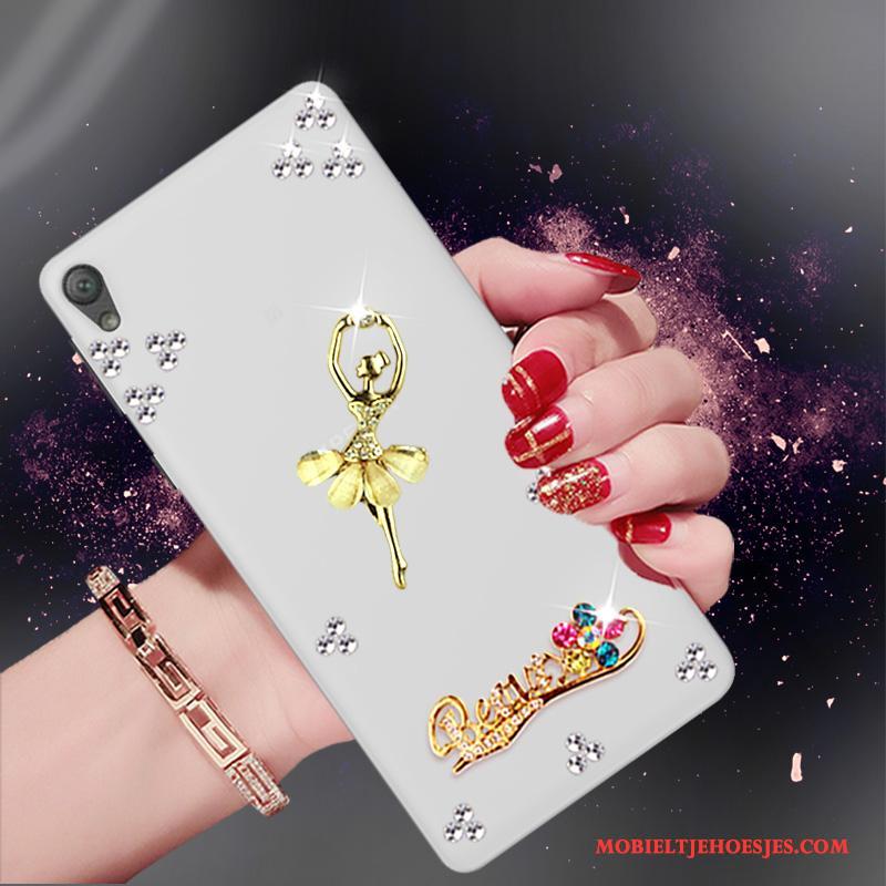 Sony Xperia E5 Hoesje Siliconen Zacht Bescherming Anti-fall Trend Met Strass Wit