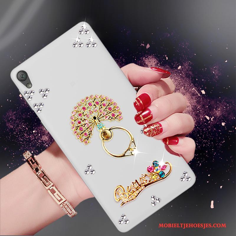 Sony Xperia E5 Hoesje Siliconen Zacht Bescherming Anti-fall Trend Met Strass Wit