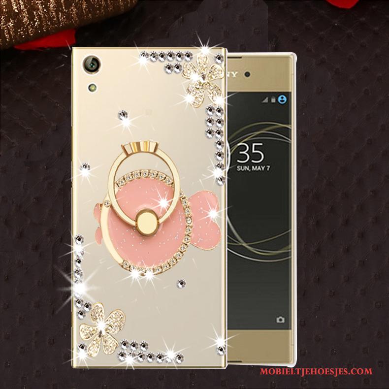 Sony Xperia L1 Anti-fall Hoesje Zacht Met Strass Goud Telefoon Siliconen