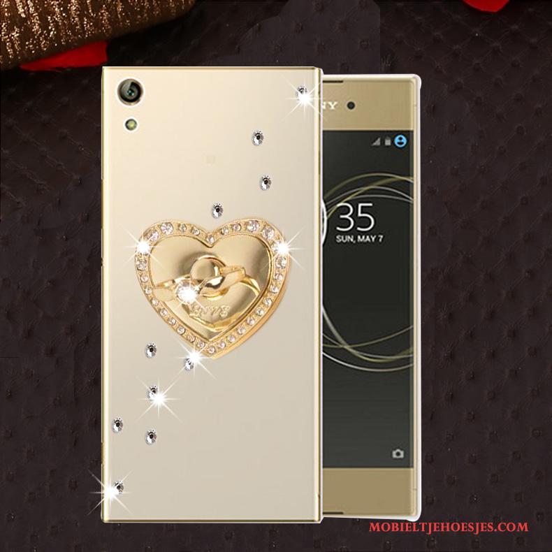 Sony Xperia L1 Anti-fall Hoesje Zacht Met Strass Goud Telefoon Siliconen