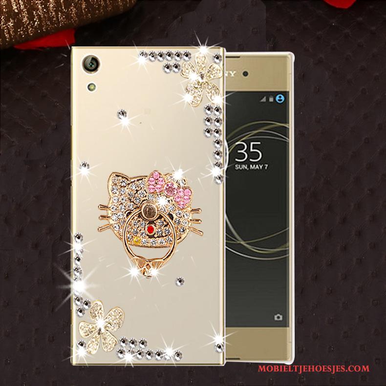 Sony Xperia L1 Anti-fall Hoesje Zacht Met Strass Goud Telefoon Siliconen