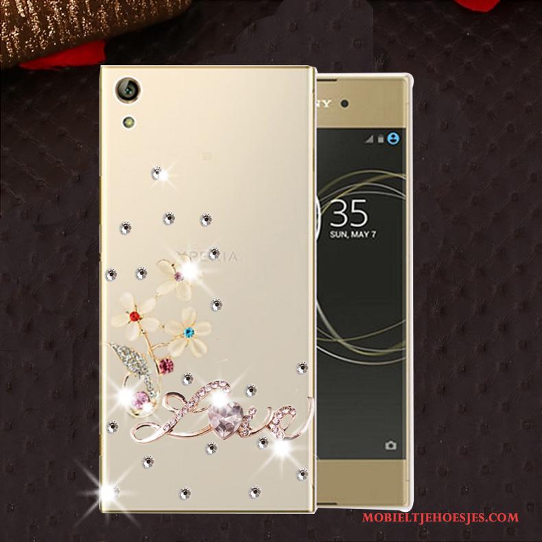 Sony Xperia L1 Anti-fall Hoesje Zacht Met Strass Goud Telefoon Siliconen