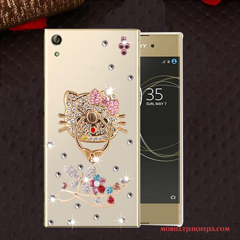 Sony Xperia L1 Anti-fall Hoesje Zacht Met Strass Goud Telefoon Siliconen