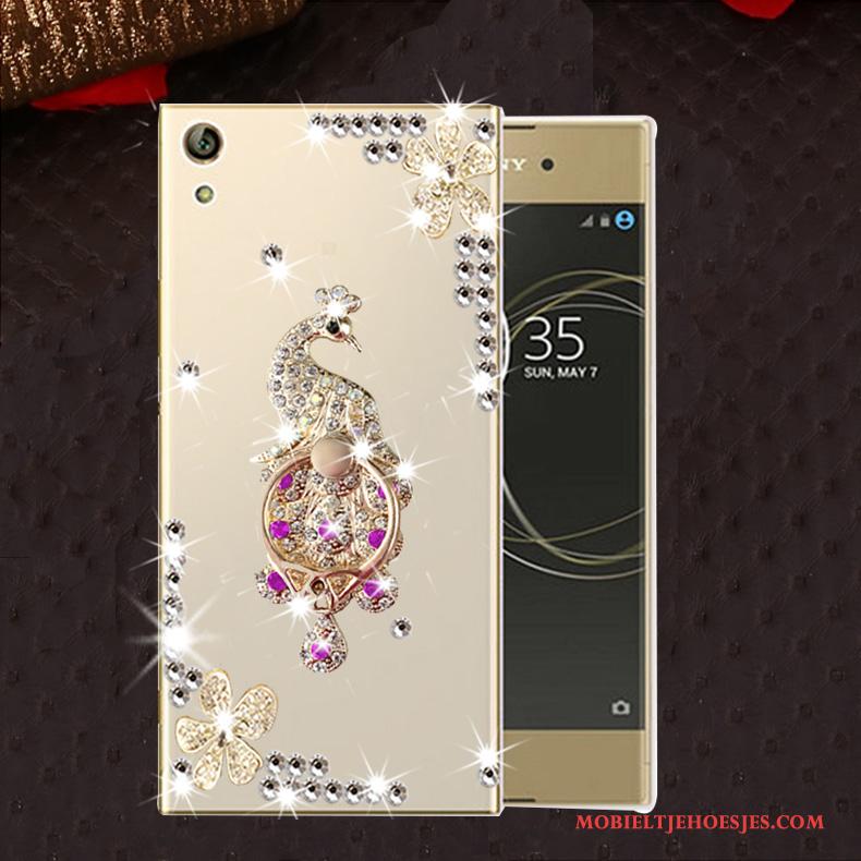 Sony Xperia L1 Anti-fall Hoesje Zacht Met Strass Goud Telefoon Siliconen