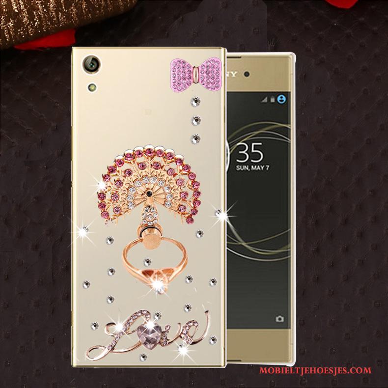 Sony Xperia L1 Anti-fall Hoesje Zacht Met Strass Goud Telefoon Siliconen