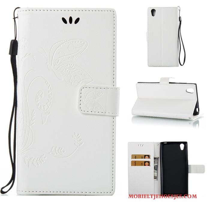 Sony Xperia L1 Bescherming Hoesje Telefoon Hanger Leren Etui Zacht Folio Siliconen