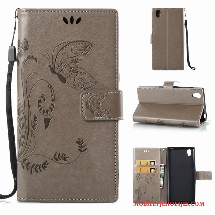 Sony Xperia L1 Bescherming Hoesje Telefoon Hanger Leren Etui Zacht Folio Siliconen