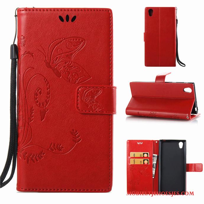 Sony Xperia L1 Bescherming Hoesje Telefoon Hanger Leren Etui Zacht Folio Siliconen