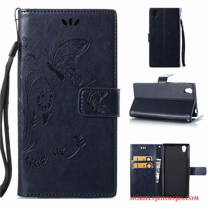 Sony Xperia L1 Bescherming Hoesje Telefoon Hanger Leren Etui Zacht Folio Siliconen