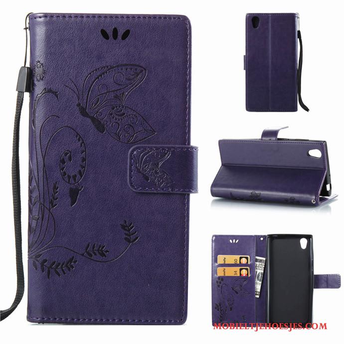 Sony Xperia L1 Bescherming Hoesje Telefoon Hanger Leren Etui Zacht Folio Siliconen