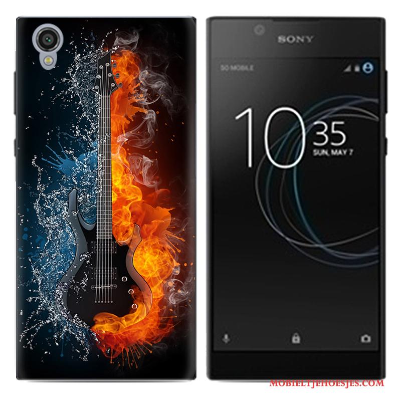 Sony Xperia L1 Hoes Mobiele Telefoon Spotprent Hoesje Telefoon Blauw Dun Zacht