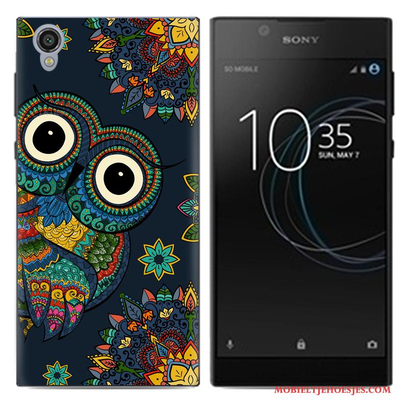 Sony Xperia L1 Hoes Mobiele Telefoon Spotprent Hoesje Telefoon Blauw Dun Zacht