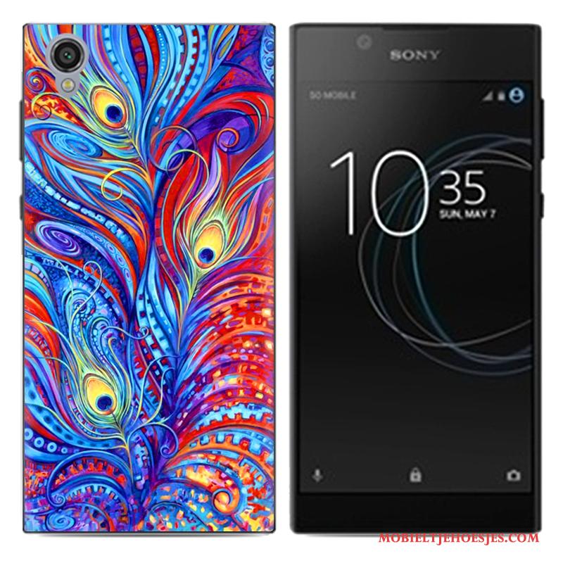 Sony Xperia L1 Hoes Mobiele Telefoon Spotprent Hoesje Telefoon Blauw Dun Zacht