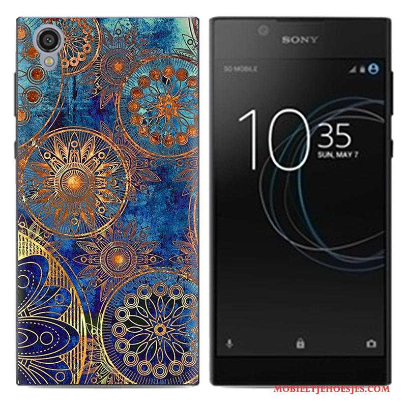 Sony Xperia L1 Hoes Mobiele Telefoon Spotprent Hoesje Telefoon Blauw Dun Zacht