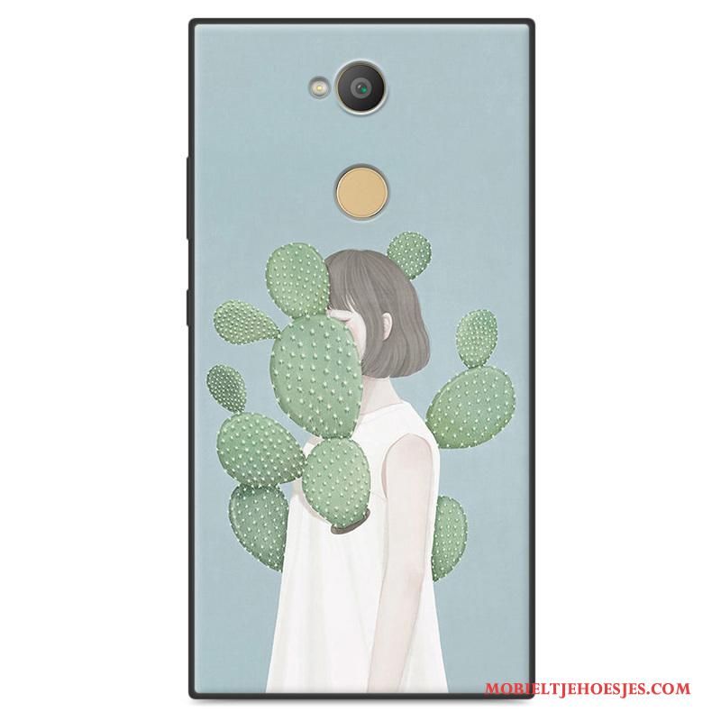 Sony Xperia L2 Anti-fall Kunst Hoesje Telefoon Zacht Schrobben Bescherming Wit