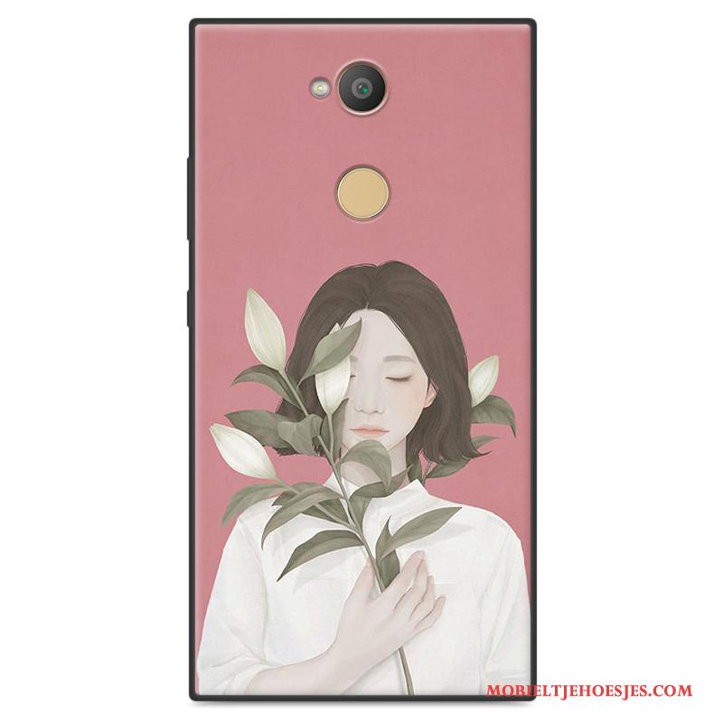 Sony Xperia L2 Anti-fall Kunst Hoesje Telefoon Zacht Schrobben Bescherming Wit