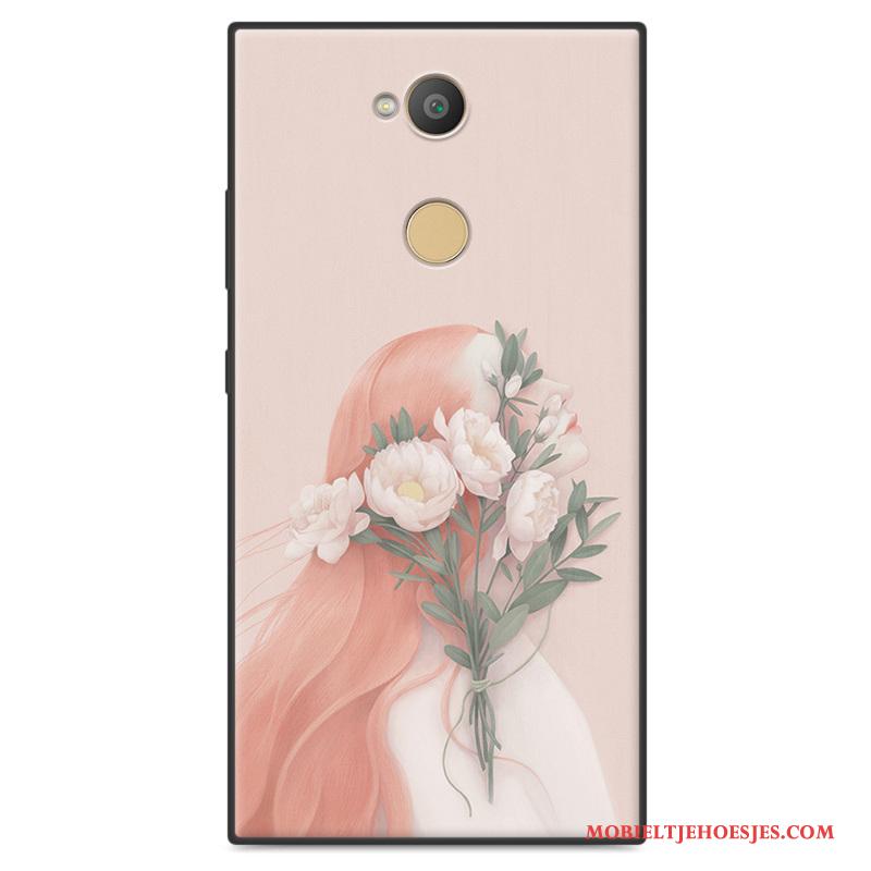 Sony Xperia L2 Anti-fall Kunst Hoesje Telefoon Zacht Schrobben Bescherming Wit