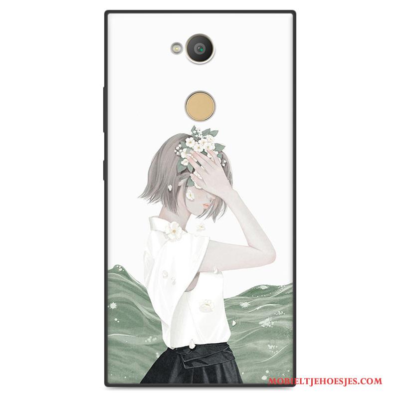 Sony Xperia L2 Anti-fall Kunst Hoesje Telefoon Zacht Schrobben Bescherming Wit