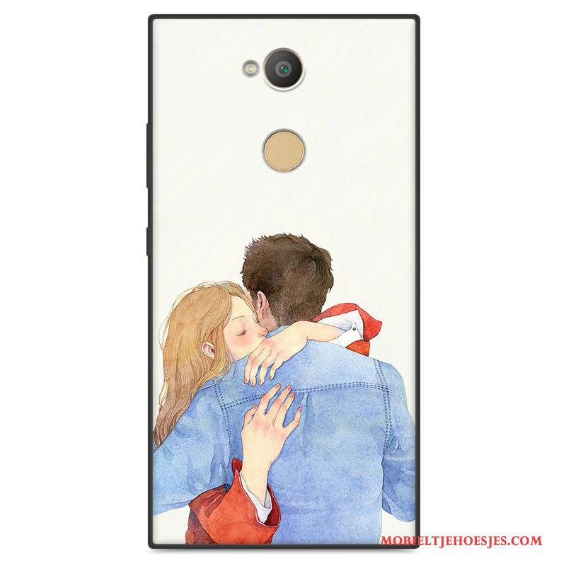 Sony Xperia L2 Anti-fall Kunst Hoesje Telefoon Zacht Schrobben Bescherming Wit