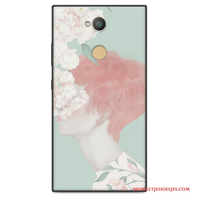 Sony Xperia L2 Anti-fall Kunst Hoesje Telefoon Zacht Schrobben Bescherming Wit