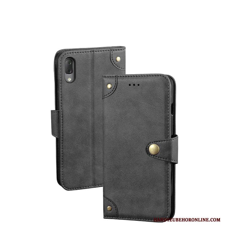 Sony Xperia L3 Hoesje Telefoon Bescherming Scheppend Leren Etui Vintage Folio Ondersteuning