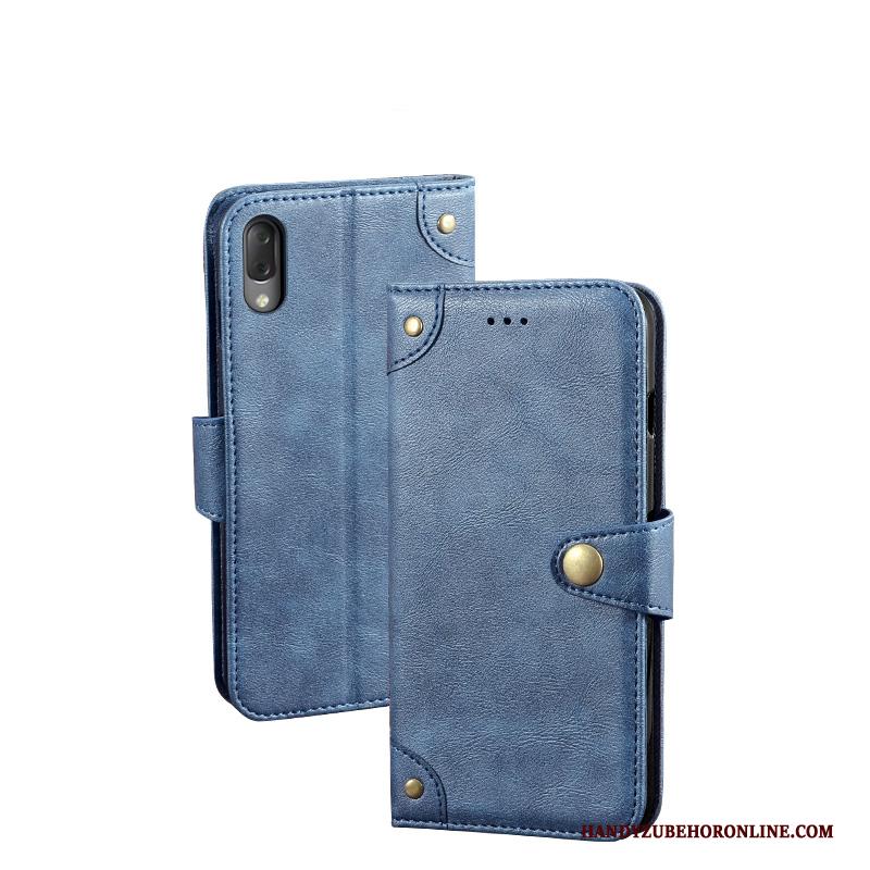 Sony Xperia L3 Hoesje Telefoon Bescherming Scheppend Leren Etui Vintage Folio Ondersteuning