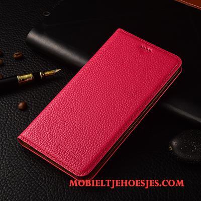 Sony Xperia M5 Dual Folio Leren Etui Roze Anti-fall Hoes Hoesje Telefoon Echt Leer