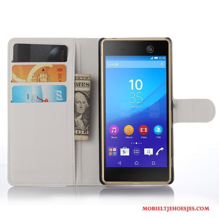 Sony Xperia M5 Dual Hoes Bescherming Mobiele Telefoon Blauw Hoesje Telefoon Leren Etui