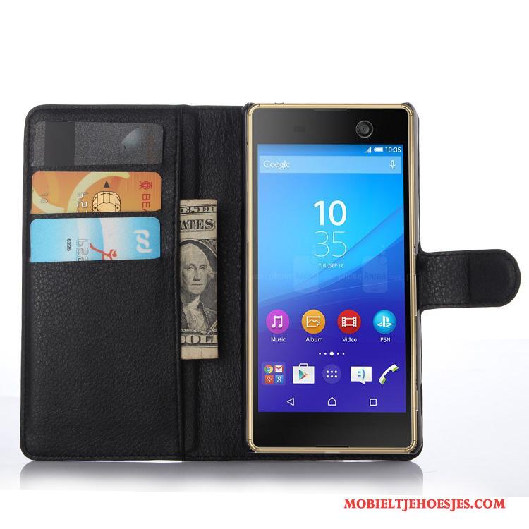 Sony Xperia M5 Dual Hoes Bescherming Mobiele Telefoon Blauw Hoesje Telefoon Leren Etui