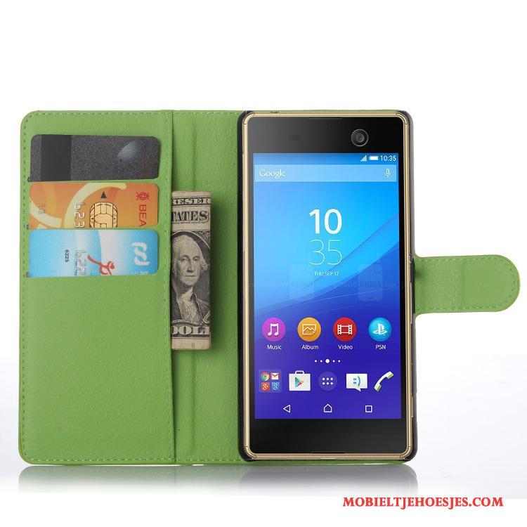 Sony Xperia M5 Dual Hoes Bescherming Mobiele Telefoon Blauw Hoesje Telefoon Leren Etui