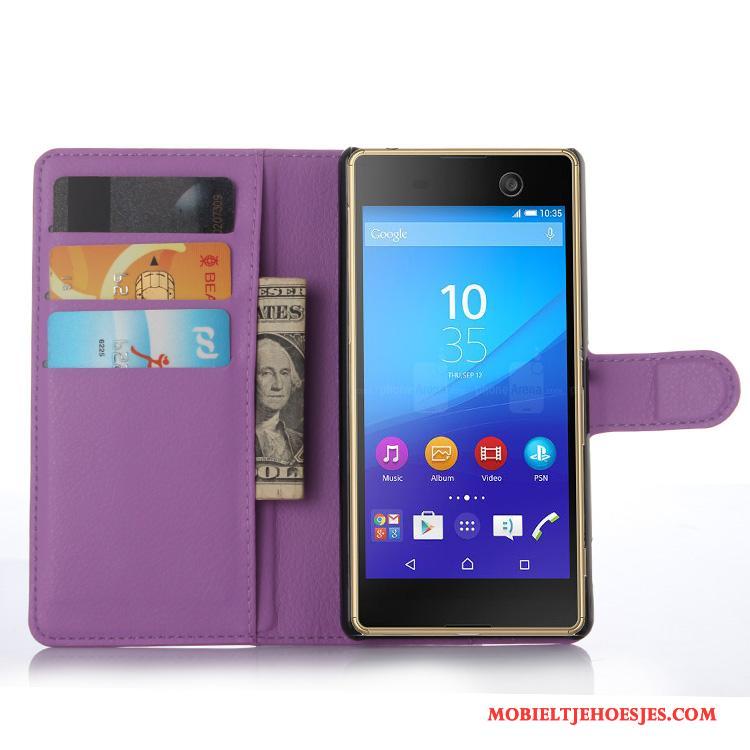 Sony Xperia M5 Dual Hoes Bescherming Mobiele Telefoon Blauw Hoesje Telefoon Leren Etui