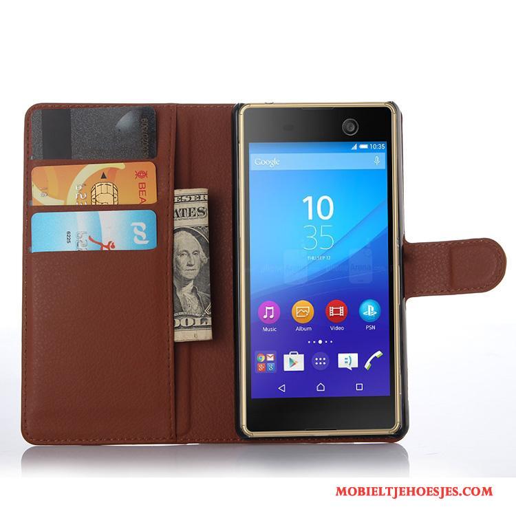 Sony Xperia M5 Dual Hoes Bescherming Mobiele Telefoon Blauw Hoesje Telefoon Leren Etui