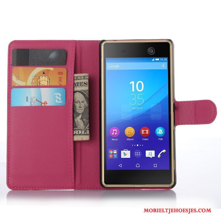 Sony Xperia M5 Dual Hoes Bescherming Mobiele Telefoon Blauw Hoesje Telefoon Leren Etui