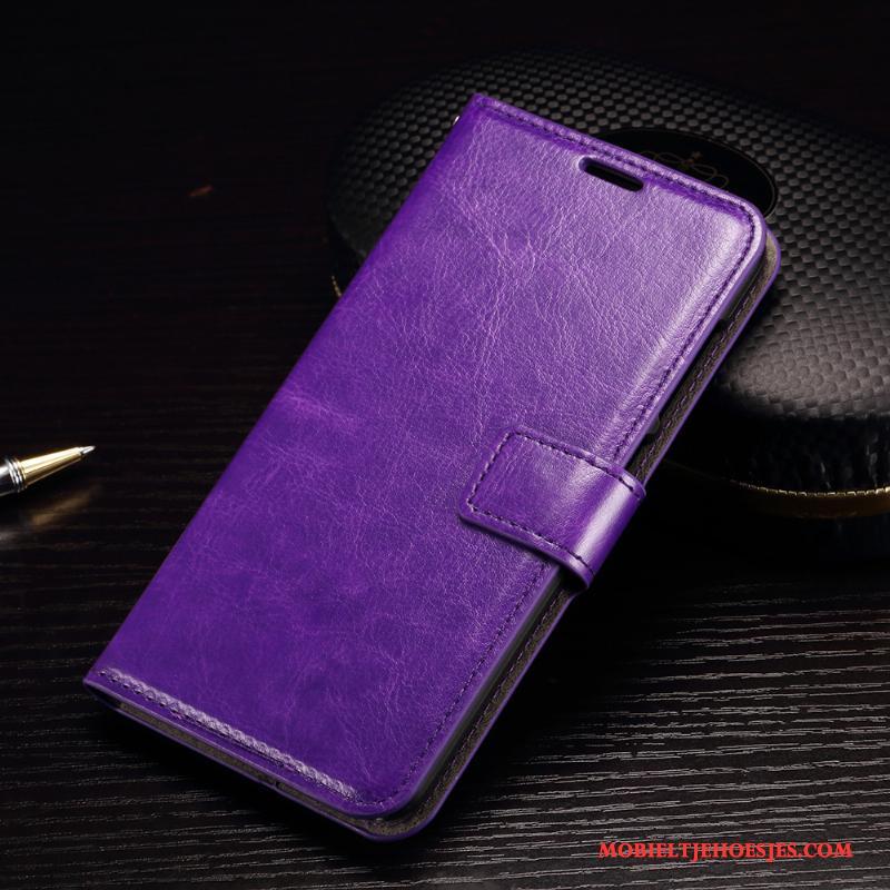 Sony Xperia M5 Dual Hoesje Mobiele Telefoon Leren Etui Portemonnee Purper Hoes Anti-fall Bescherming