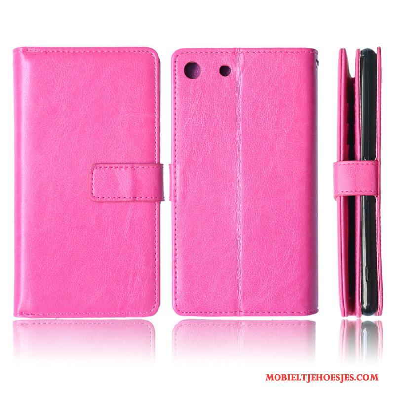 Sony Xperia M5 Dual Hoesje Portemonnee Rood Bescherming Kaart Anti-fall Leren Etui Hoes