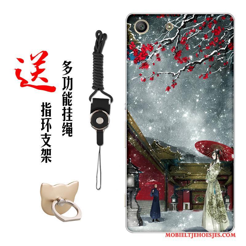 Sony Xperia M5 Dual Hoesje Telefoon Vintage Kleur Pas Zacht Bloemen Chinese Stijl