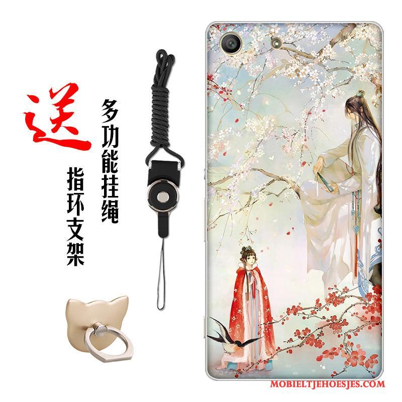 Sony Xperia M5 Dual Hoesje Telefoon Vintage Kleur Pas Zacht Bloemen Chinese Stijl