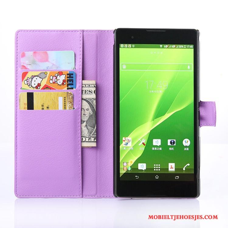 Sony Xperia T2 Leren Etui Mobiele Telefoon Hoesje Telefoon Roze Kaart Portemonnee Bescherming