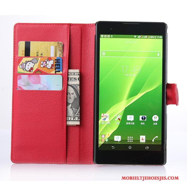 Sony Xperia T2 Leren Etui Mobiele Telefoon Hoesje Telefoon Roze Kaart Portemonnee Bescherming