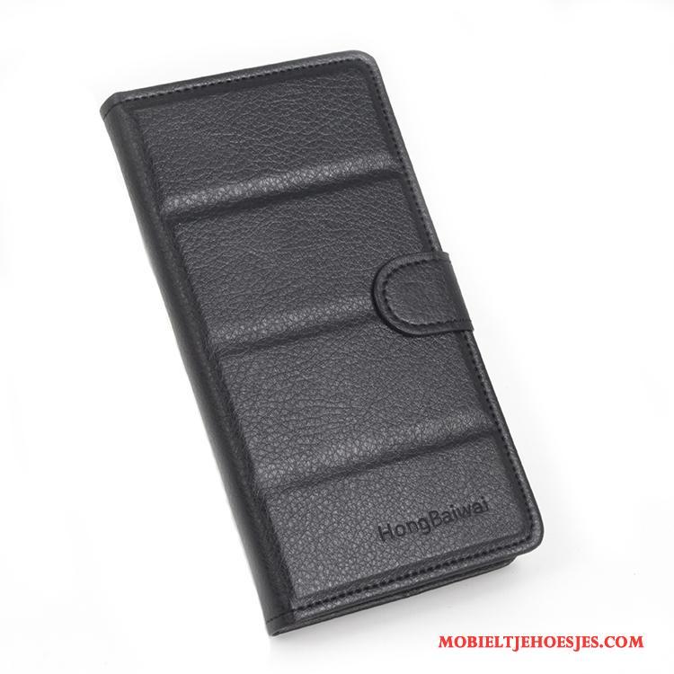 Sony Xperia T2 Leren Etui Patroon Hoesje Folio Zwart Mobiele Telefoon Bescherming
