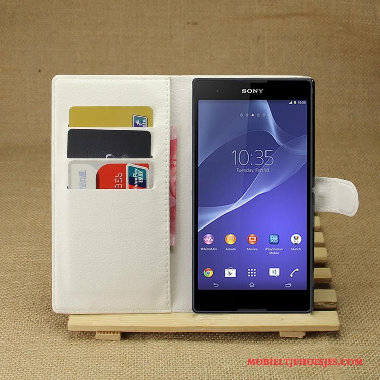 Sony Xperia T3 Purper Bescherming Hoesje Telefoon Mobiele Telefoon Leren Etui