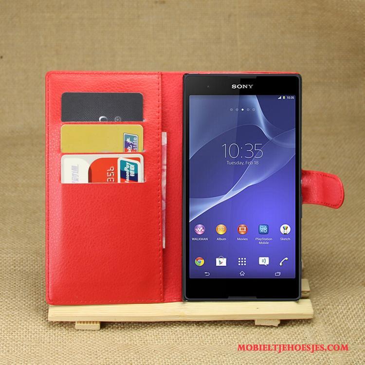 Sony Xperia T3 Purper Bescherming Hoesje Telefoon Mobiele Telefoon Leren Etui