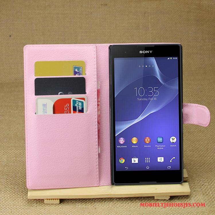 Sony Xperia T3 Purper Bescherming Hoesje Telefoon Mobiele Telefoon Leren Etui