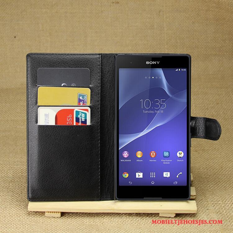 Sony Xperia T3 Purper Bescherming Hoesje Telefoon Mobiele Telefoon Leren Etui