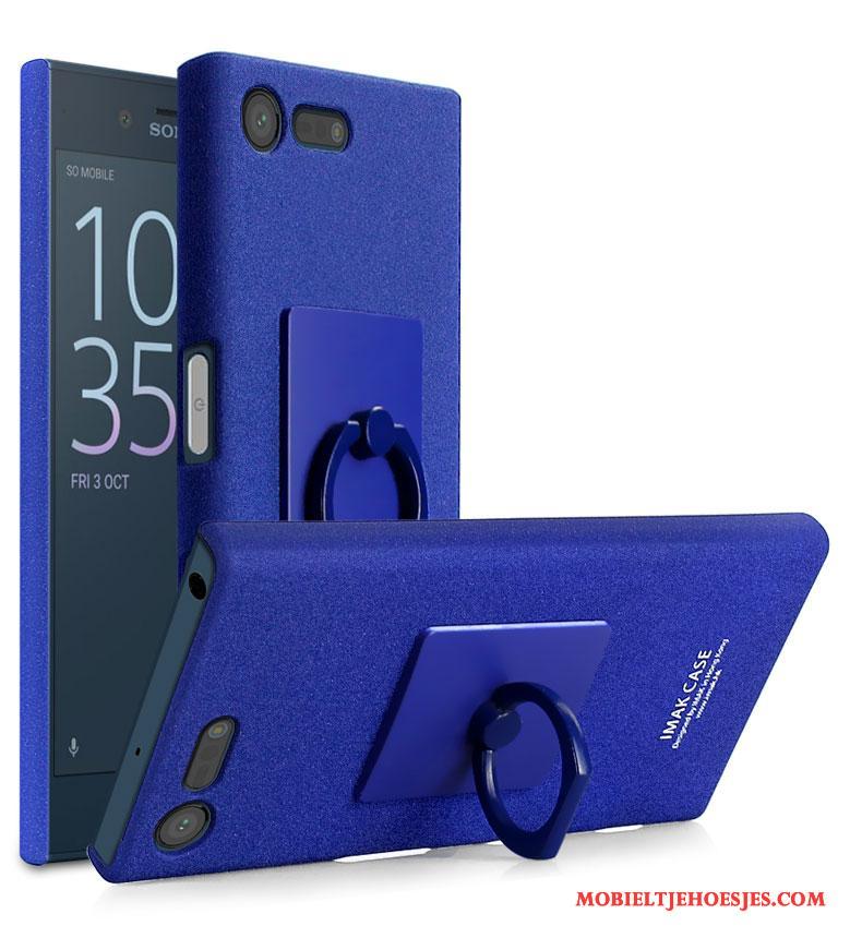 Sony Xperia X Compact Blauw Schrobben Ondersteuning Hoesje Bescherming Telefoon Ring